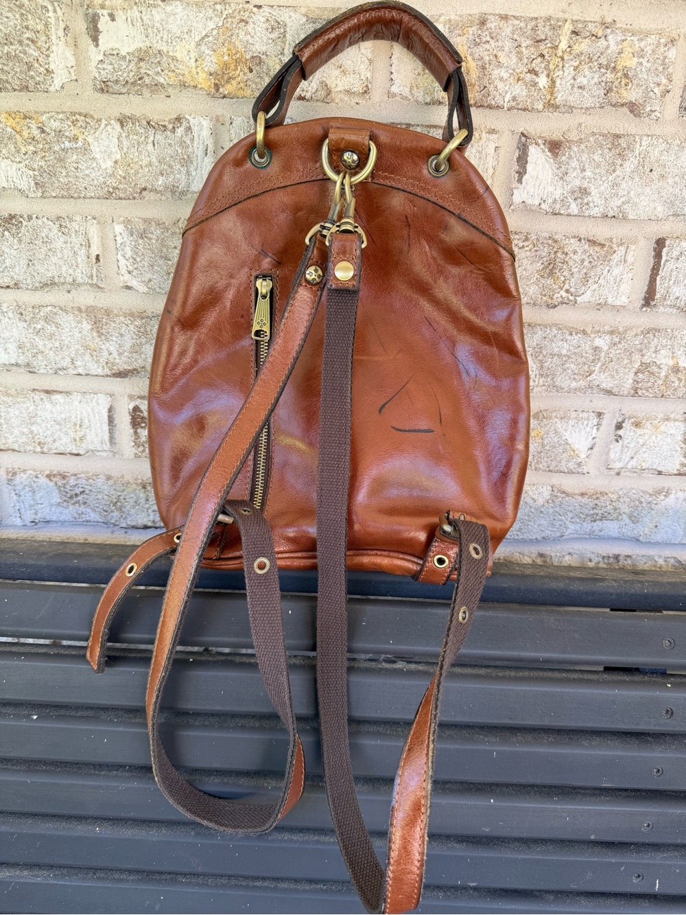 Patricia Nash Brown Leather Mini Backpack Floral Embroidered Boho Vintage Style - Picture 2 of 6